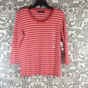 Nine West Orange with white striped shirt!